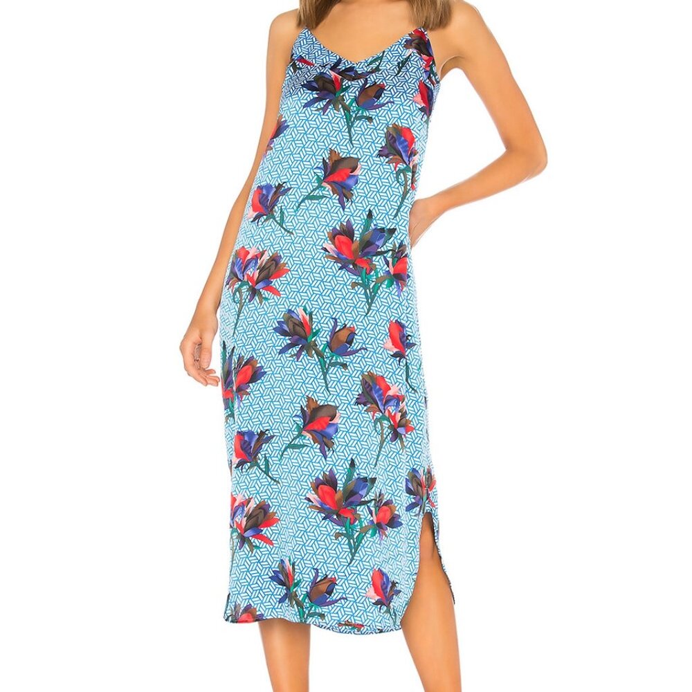 Equipment Silk midi dress, size small Blue multi